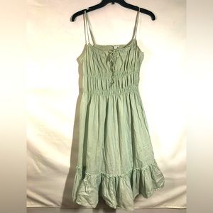 New Look Size 14 Gathered Stretch Bohemian Peasant Lined Dress With Ruffles